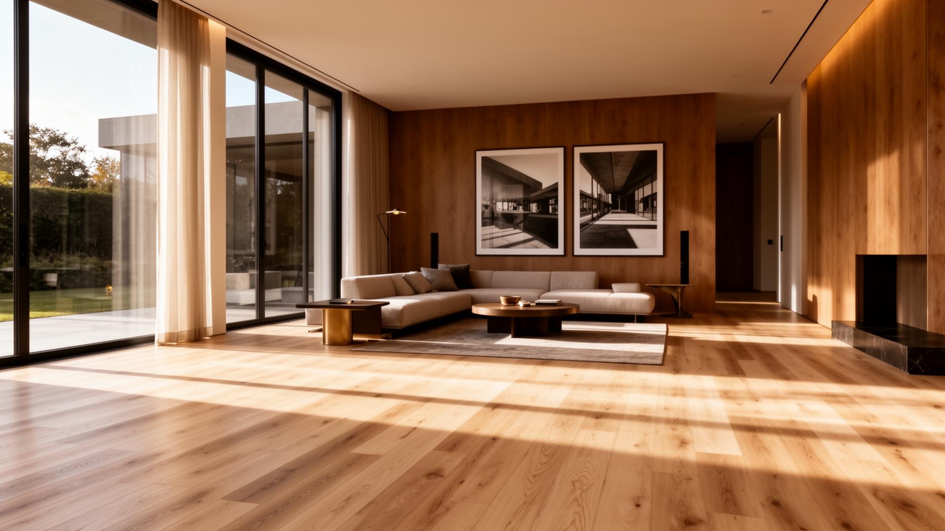 Modern living room with luxury vinyl plank flooring